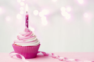 Pink birthday cupcake